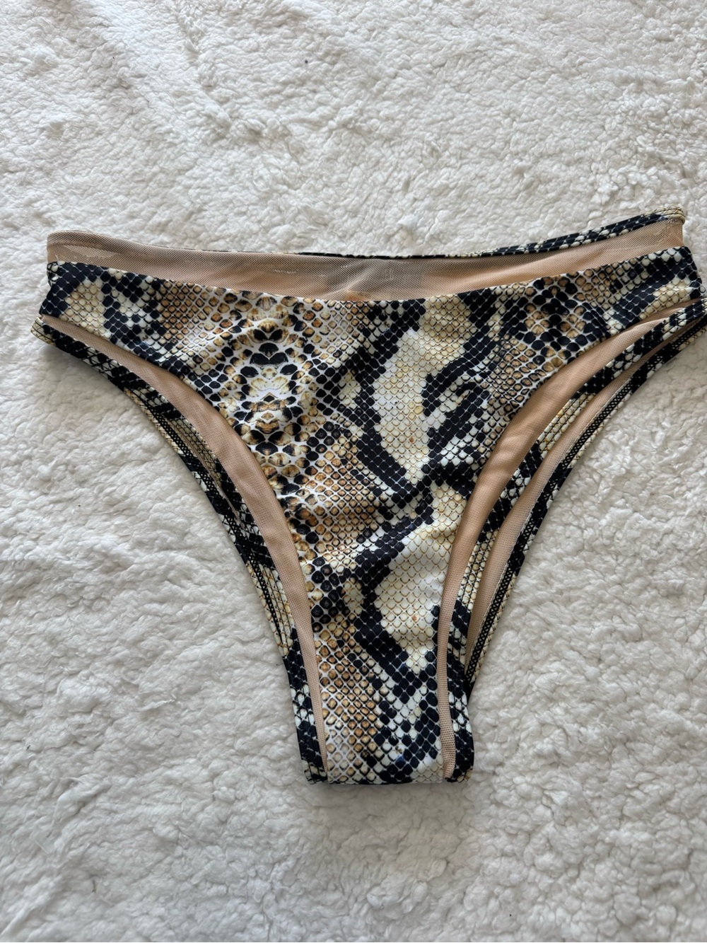 Missguided + Nude and Black Snakeskin Bikini Bottoms